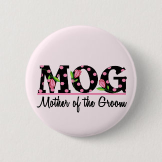 Moeder van de Groom (MOG) Tulip Lettering Ronde Button 5,7 Cm