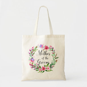 Moeder van de groom. Roze bloemtropische bruiloft Tote Bag
