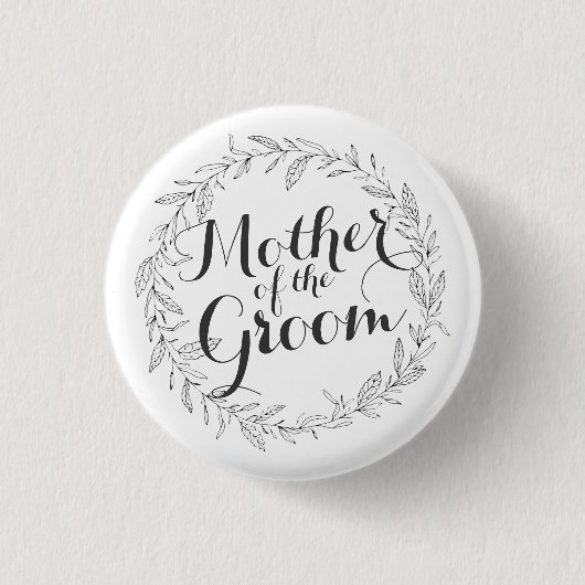 Moeder van de Groom Simple Floral Wedding Button (Voorkant)