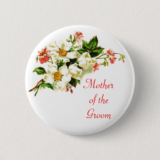 Moeder van de Groom Spray of Flowers Pin Button (Voorkant)
