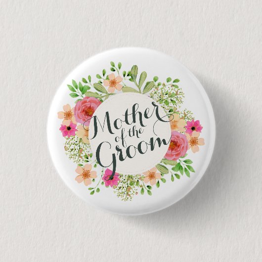Moeder van de Groom Wedding Pin Button (Voorkant)