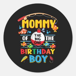 Moeder van de grote één vissen 1e verjaardag Ofish Ronde Sticker