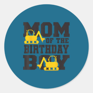 Moeder van de jarige jongen Funny graafmachine vra Ronde Sticker