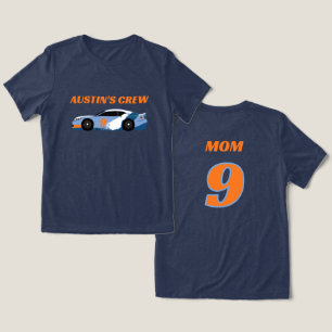 Moeder van de jarige jongen raceauto bemanning Tri-Blend shirt