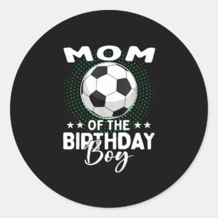 Moeder van de jarige voetbaljongen verjaardag ronde sticker