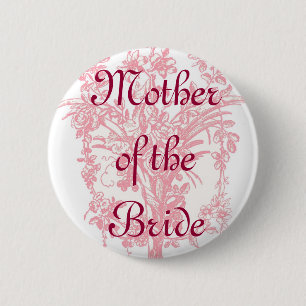 Moeder van de knop Bride op roze florale afdruk Ronde Button 5,7 Cm