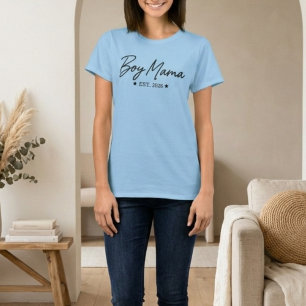 Moeder van een Jongen Script Gesticht Jaar Minimal T-shirt