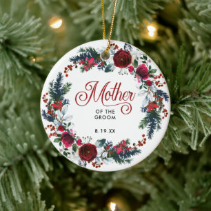 Moeder van gepersonaliseerde boomgaard Holly Wreat Keramisch Ornament