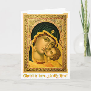 Moeder van God Glykophilousa - Icoon kerstkaart Feestdagen Kaart