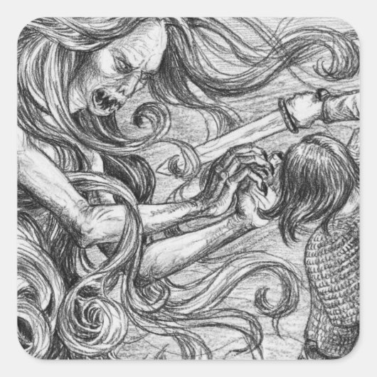 Moeder van Grendel in Beowulf Vierkante Sticker (Voorkant)