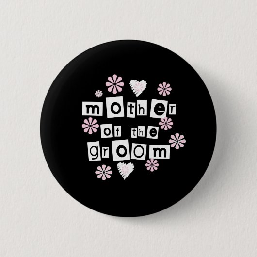 Moeder van Groom White op zwart Ronde Button 5,7 Cm (Voorkant)