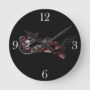 Moeder van Haida, Otter en Baby Otter Native Art Ronde Klok