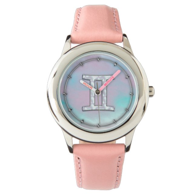 Moeder van het diersymbool Pearl Gemini Horloge (Voorkant)