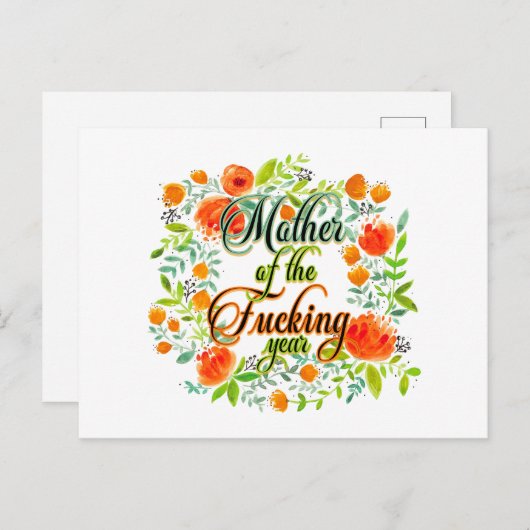 Moeder van het F*kookjaar Wilde bloemen Mam Briefkaart (Voorkant / Achterkant)