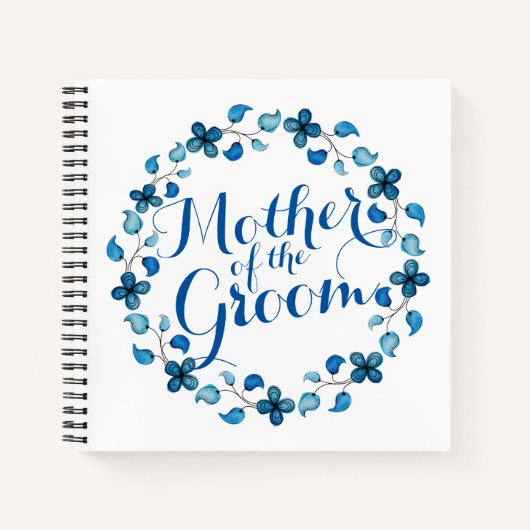 Moeder van het Groom Blue Floral Wedding Notebook Notitieboek (Voorkant)