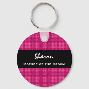Moeder van het Groom Wedding Favor Pink en Black Sleutelhanger