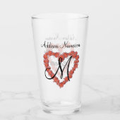 Moeder van het Groom Wedding Floral Heart-monogram Glas (Voorkant)