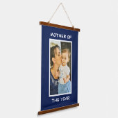 Moeder van het jaar Aangepaste Foto mama Hangend Wandkleed (Gebogen)