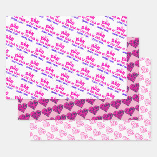 Moeder van het Jaar Pink Hearts Moederdag Inpakpapier Vel