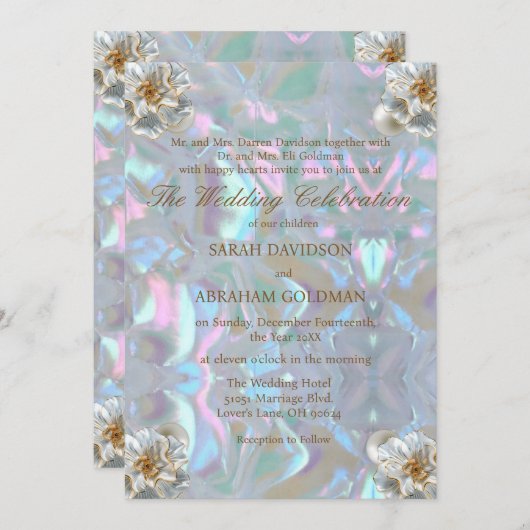 Moeder van het parelbruin Iridescent Elegant Weddi Kaart (Voorkant / Achterkant)