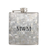 Moeder van het patroonmonogram van Pearl Heupfles (Voorkant)