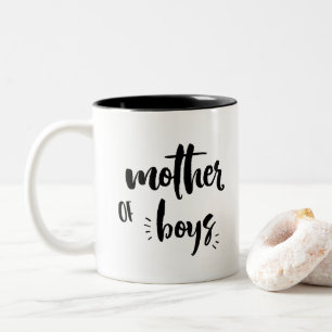 Moeder van Jongens Mok, Moederdag Gift Tweekleurige Koffiemok