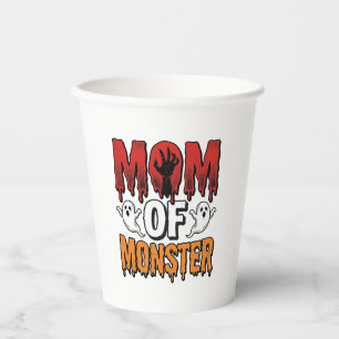 Moeder van Monster Vintage Halloween T-shirt ontwe Papieren Bekers