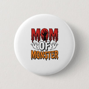 Moeder van Monster Vintage Halloween T-shirt ontwe Ronde Button 5,7 Cm
