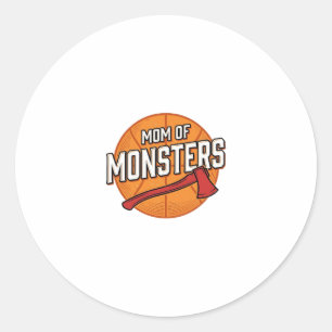 Moeder van Monsters Vintage Basketbal Moeder Desig Ronde Sticker