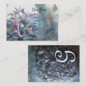 MOEDER VAN PAREL ,SEAHORSE MONOGRAM roze wit grijs Visitekaartje (Voorkant / Achterkant)