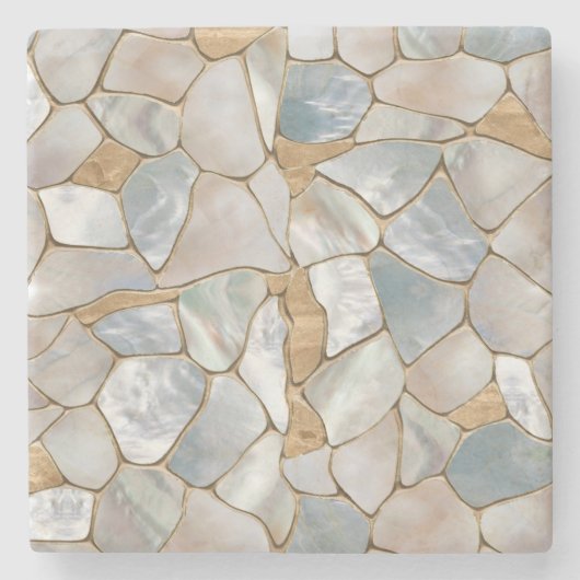 Moeder van parelcellen en goudcellen abstract stenen onderzetter (Voorkant)