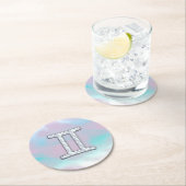 Moeder van parelstijl Gemini Zodiac Symbol Ronde Kartonnen Onderzetter (Insitu)