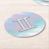 Moeder van parelstijl Gemini Zodiac Symbol Ronde Kartonnen Onderzetter (Gebogen)