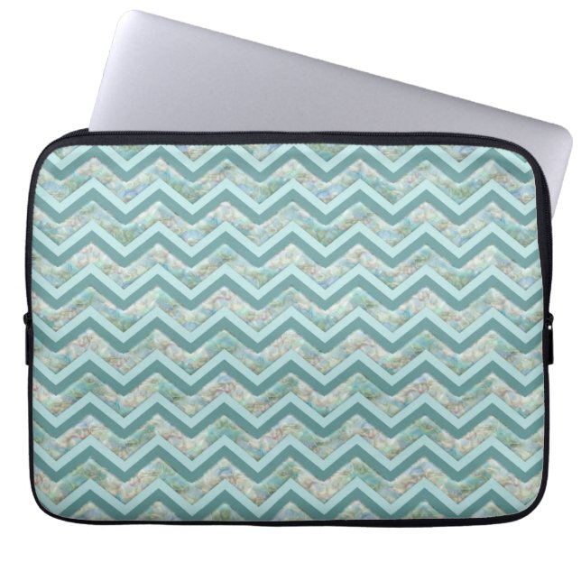 Moeder van Pearl Blauwgroen ZigZag Laptop Sleeve (Voorkant)