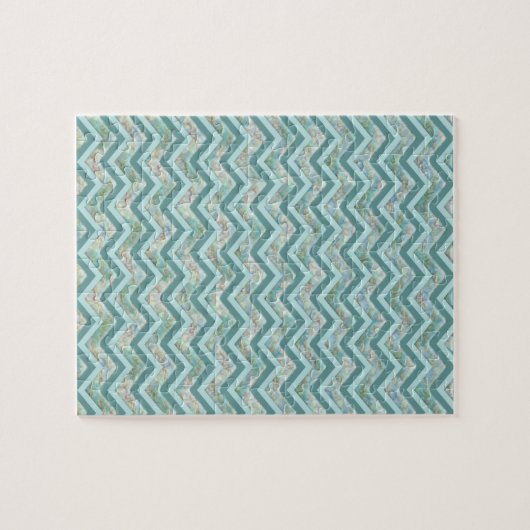 Moeder van Pearl Blauwgroen ZigZag Legpuzzel (Horizontaal)