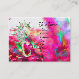 MOEDER VAN PEARL EN SEAHORSE MONOGRAM roze fuchsie Visitekaartje