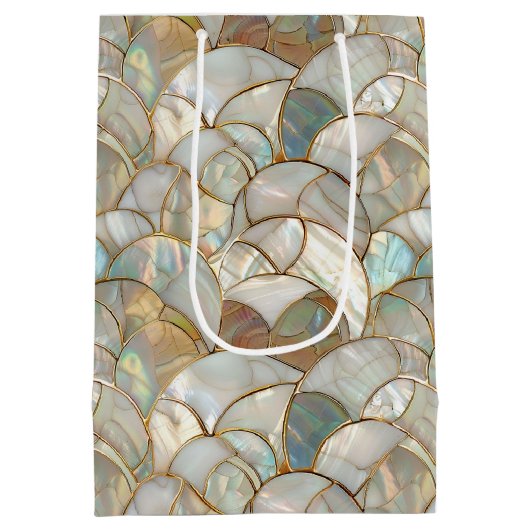 Moeder van Pearl Gold Accent Mozaïek Stijl Medium Cadeauzakje (Achterkant)