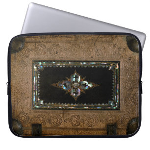 Moeder van Pearl Inlaid Old Leather Book Hoesje Laptop Sleeve
