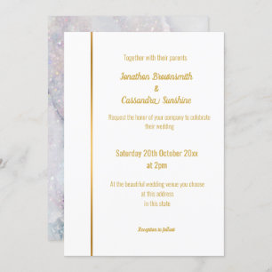 MOEDER VAN PEARL LILA MARBLE GOLD WEDDING INVITAT KAART