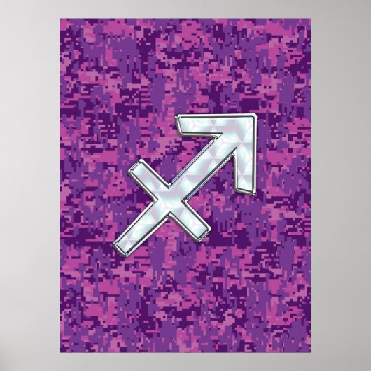 Moeder van Pearl Sagittarius Symbol Fuchsia Camo Poster (Voorkant)