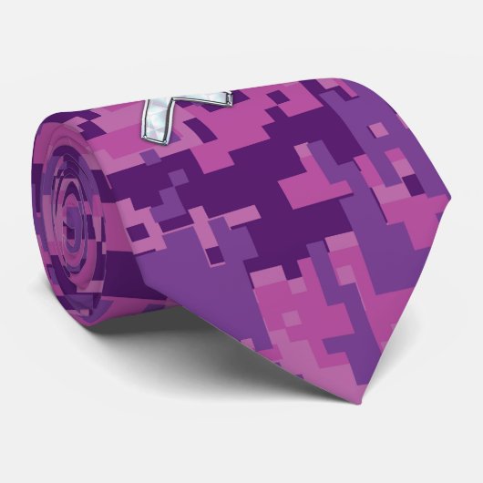 Moeder van Pearl Sagittarius Symbol Fuchsia Camo Stropdas (Opgerold)