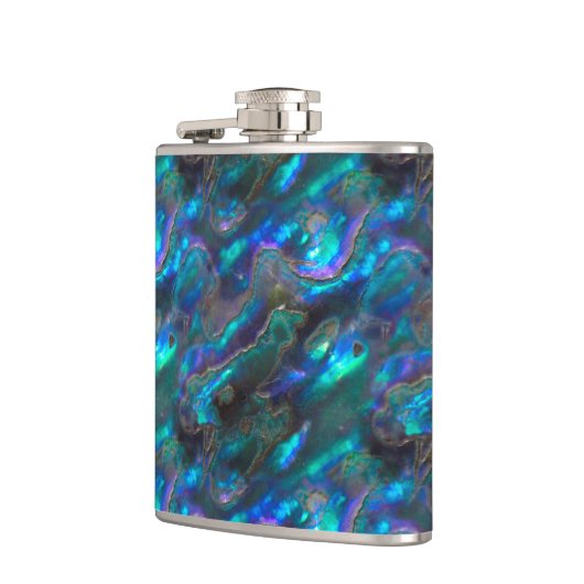 Moeder van Pearl Texture Blue Photo Pattern Heupfles (Links)