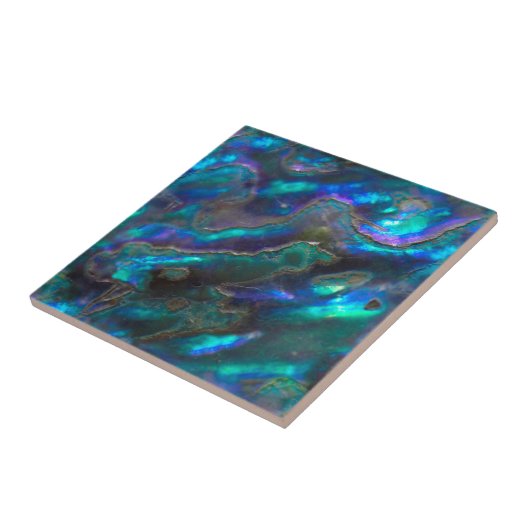 Moeder van Pearl Texture Blue Photo Pattern Tegeltje (Zijkant)