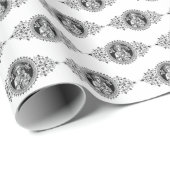 Moeder van Perpetual Help Zwart-wit elegant Cadeaupapier (Rol Hoek)