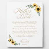 Moeder van The Bride Sunflower Message van Bride Fotoplaat (Voorkant)