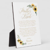 Moeder van The Bride Sunflower Message van Bride Fotoplaat (Zijkant)