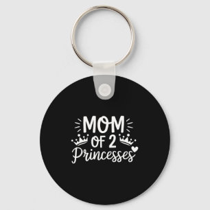 Moeder van twee prinsessen dochters tweeling mama sleutelhanger