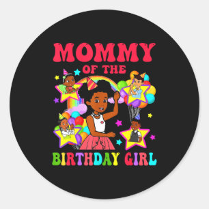 Moeder van verjaardagsmeisje gracie roze pop famil ronde sticker