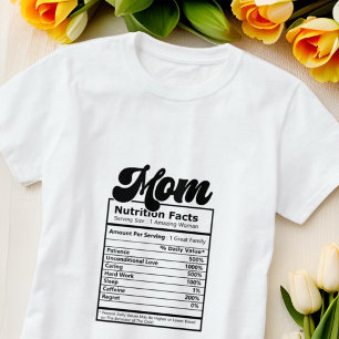 Moeder Voeding Feiten Modern Zwart en Wit Grappig T-shirt