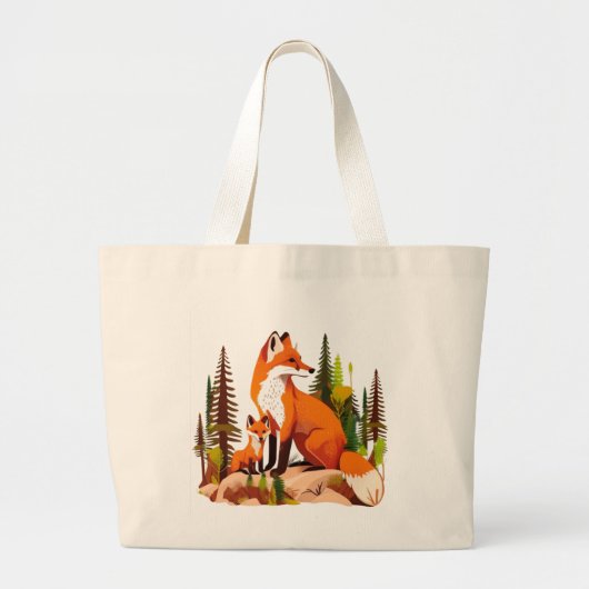 Moeder Vos en kit Grote Tote Bag (Voorkant)